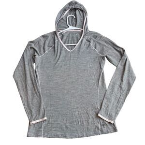 Smartwool Women’s S Hooded Base Layer Gray Stripes‎ Outdoorsy Hiking Gorpcore